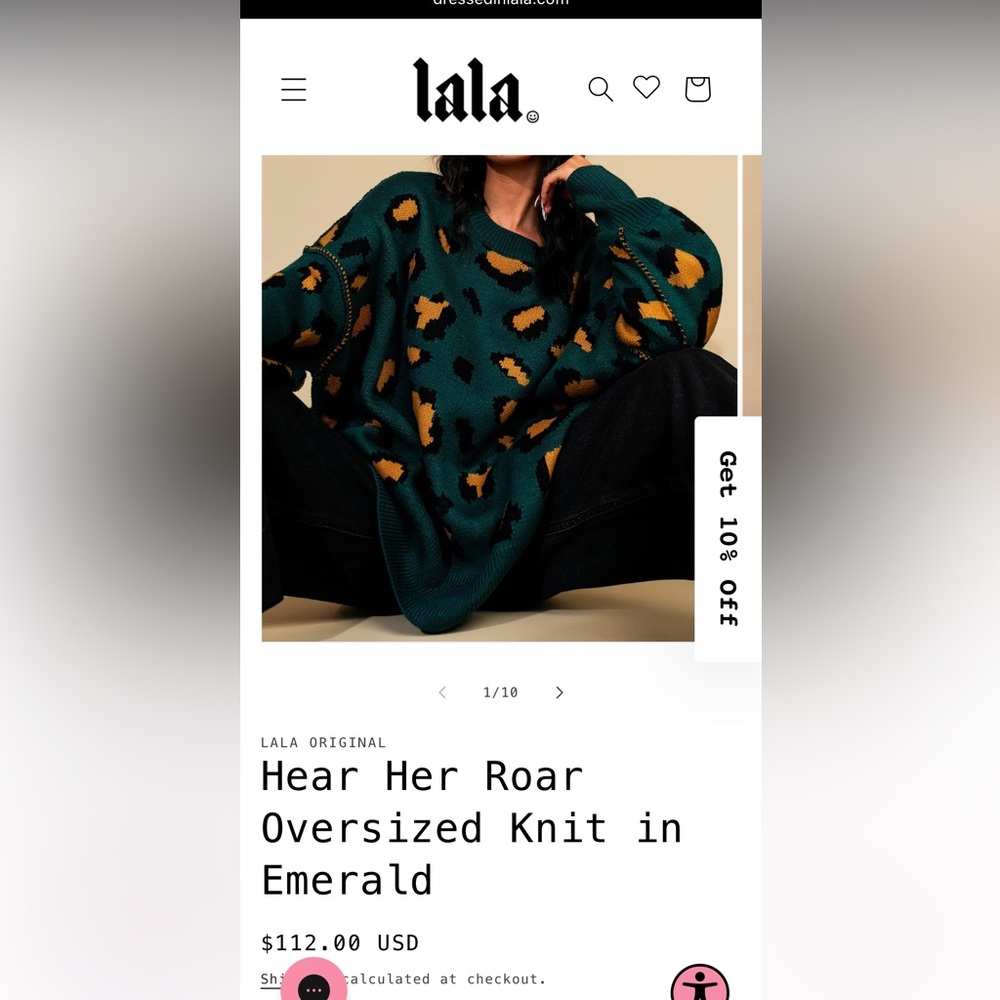 Lala Original Hear Her Roar Oversized Knit in Emerald
